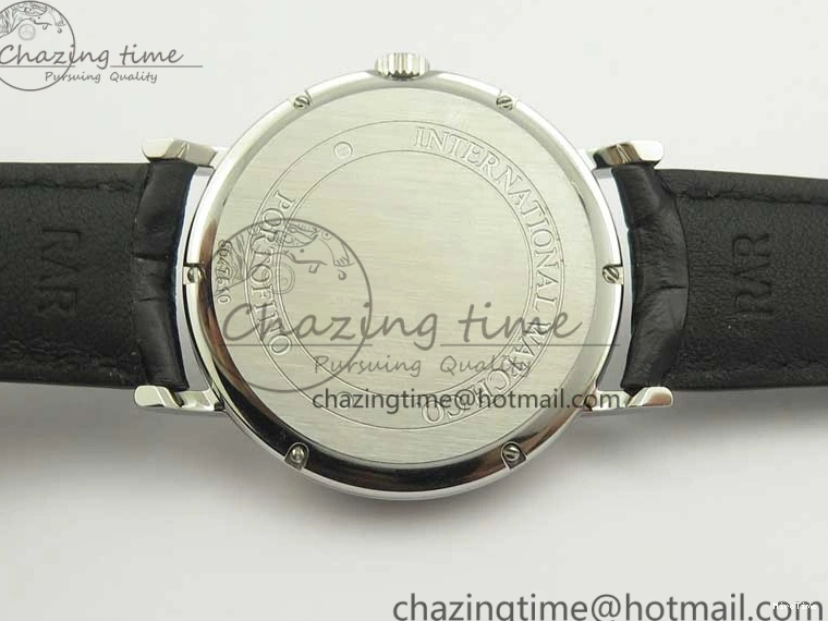 MIROTIME 0420 Fashionable Portofino Automatic SS TWF 1:1 Best Edition Silver Dial SS Markers on Black Leather Strap A 7200